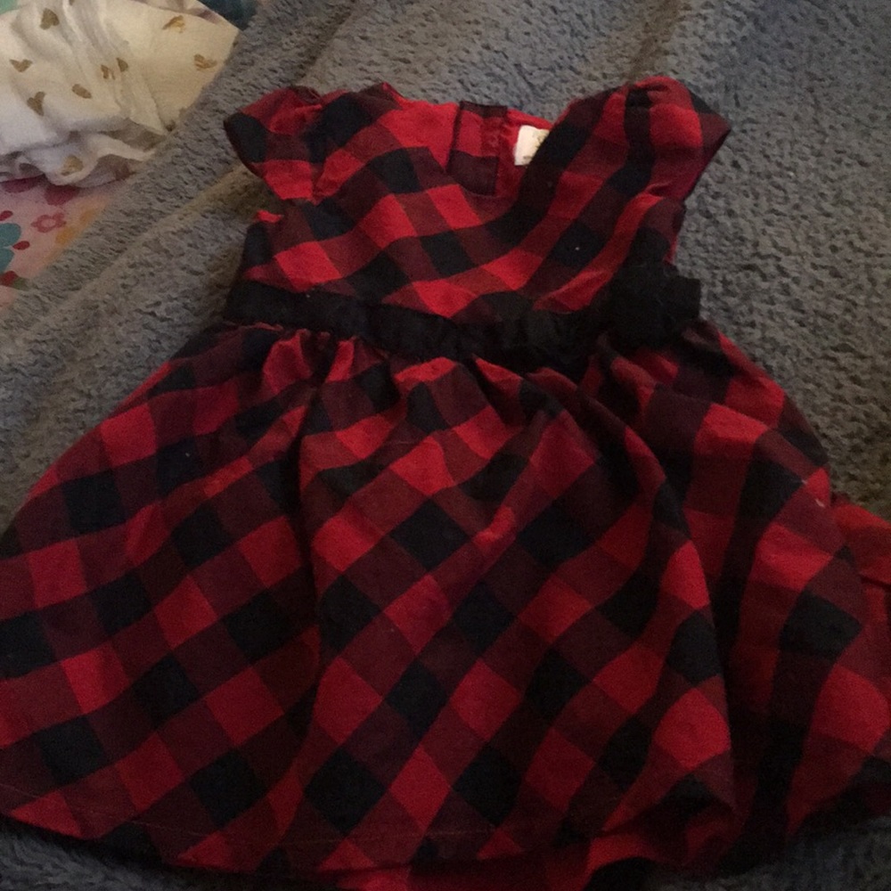 6month red plaid dress with bloomers
